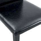 Black High-Back Armless Dining Chair, PU Leather, Set of 4