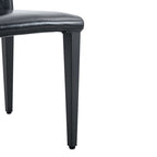 Black High-Back Armless Dining Chair, PU Leather, Set of 4