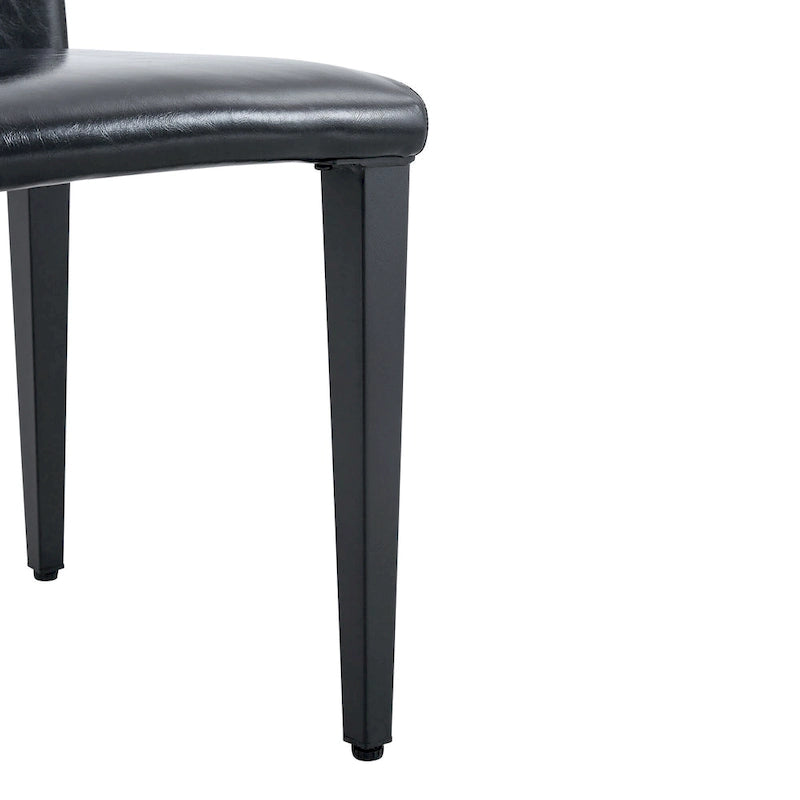 Black High-Back Armless Dining Chair, PU Leather, Set of 4