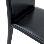 Black High-Back Armless Dining Chair, PU Leather, Set of 4