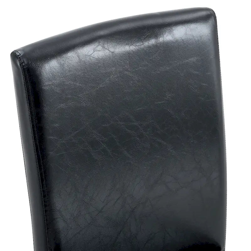 Black High-Back Armless Dining Chair, PU Leather, Set of 4