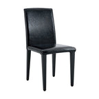 Black High-Back Armless Dining Chair, PU Leather, Set of 4