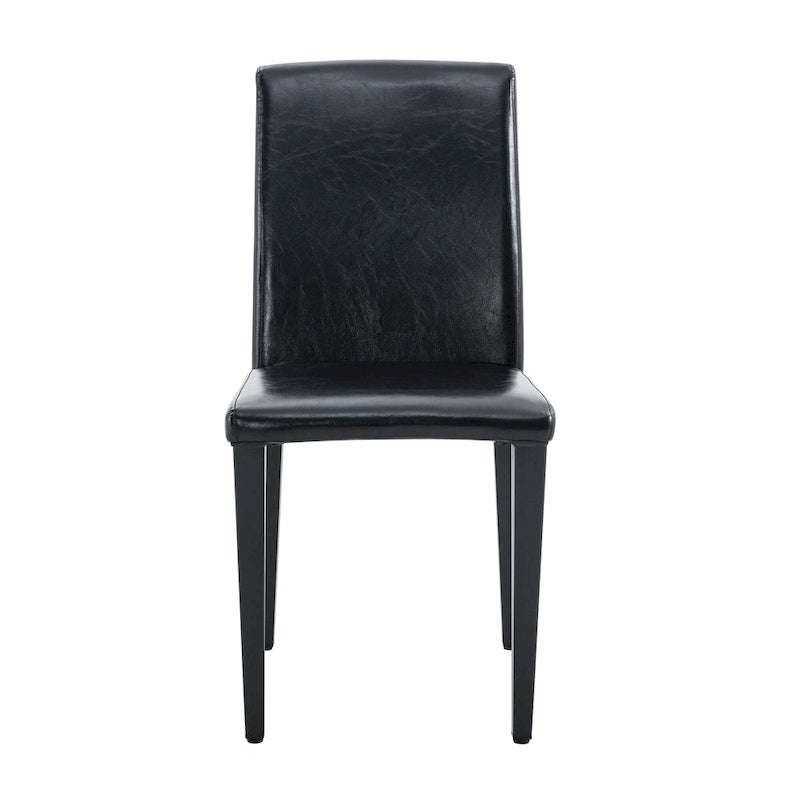 Black High-Back Armless Dining Chair, PU Leather, Set of 4