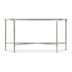 Clear Glass Top Black Iron Sofa Table, X-Stretcher Style