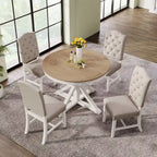 Natural Wood / Espresso / Oak+Off-White Extendable Dining Table Set, Seats 4–6, 5-Piece