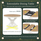 Natural Wood / Espresso / Oak+Off-White Extendable Dining Table Set, Seats 4–6, 5-Piece