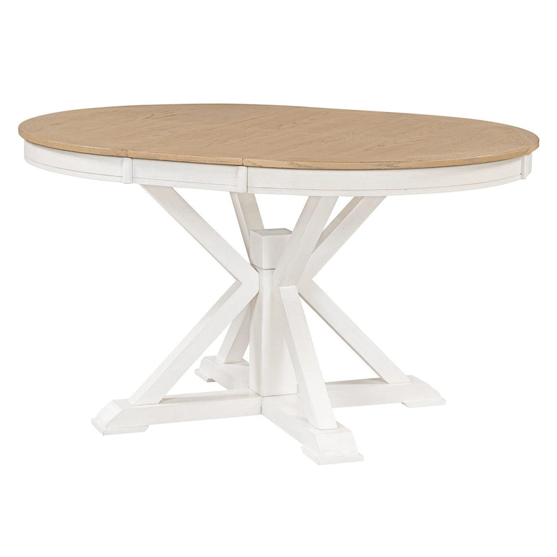 Natural Wood / Espresso / Oak+Off-White Extendable Dining Table Set, Seats 4–6, 5-Piece