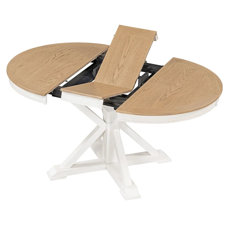 Natural Wood / Espresso / Oak+Off-White Extendable Dining Table Set, Seats 4–6, 5-Piece