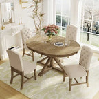 Natural Wood / Espresso / Oak+Off-White Extendable Dining Table Set, Seats 4–6, 5-Piece