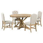 Natural Wood / Espresso / Oak+Off-White Extendable Dining Table Set, Seats 4–6, 5-Piece