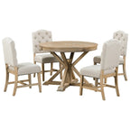 Natural Wood / Espresso / Oak+Off-White Extendable Dining Table Set, Seats 4–6, 5-Piece