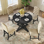 Natural Wood / Espresso / Oak+Off-White Extendable Dining Table Set, Seats 4–6, 5-Piece
