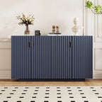 Antique Navy/Blue/Black Fluted 4-Door Sideboard, Retro Style, 1-Person Assembly