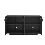 Antique Navy/Blue/Black Fluted 4-Door Sideboard, Retro Style, 1-Person Assembly