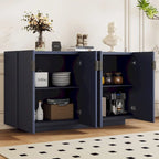 Antique Navy/Blue/Black Fluted 4-Door Sideboard, Retro Style, 1-Person Assembly
