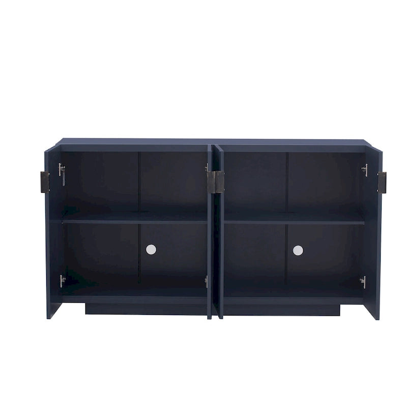 Antique Navy/Blue/Black Fluted 4-Door Sideboard, Retro Style, 1-Person Assembly