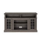 58.25" TV Stand, Black & Dark Walnut, Open Shelf + Cabinet, Fits up to 65" TV