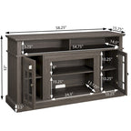 58.25" TV Stand, Black & Dark Walnut, Open Shelf + Cabinet, Fits up to 65" TV