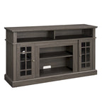 58.25" TV Stand, Black & Dark Walnut, Open Shelf + Cabinet, Fits up to 65" TV