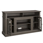 58.25" TV Stand, Black & Dark Walnut, Open Shelf + Cabinet, Fits up to 65" TV