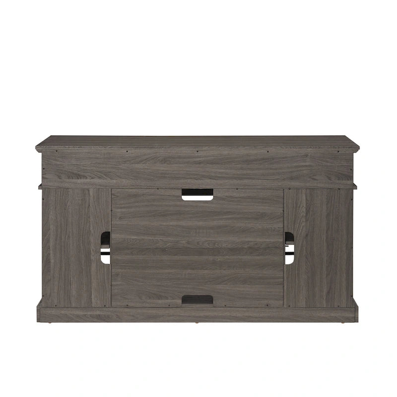 58.25" TV Stand, Black & Dark Walnut, Open Shelf + Cabinet, Fits up to 65" TV