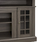 58.25" TV Stand, Black & Dark Walnut, Open Shelf + Cabinet, Fits up to 65" TV