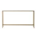 Silver & Gold Mirrored Glass Console Table, 4-Leg, 1-Piece – 56"L x 8"W x 30"H