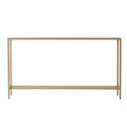 Silver & Gold Mirrored Glass Console Table, 4-Leg, 1-Piece – 56"L x 8"W x 30"H