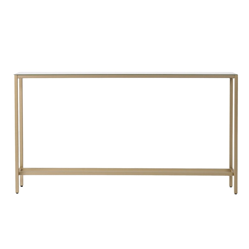 Silver & Gold Mirrored Glass Console Table, 4-Leg, 1-Piece – 56"L x 8"W x 30"H