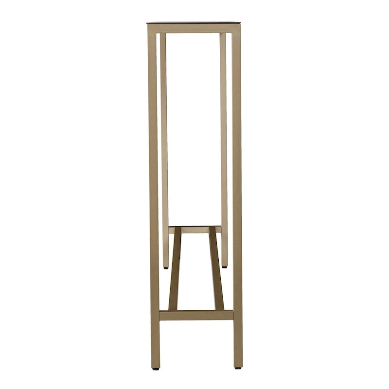 Silver & Gold Mirrored Glass Console Table, 4-Leg, 1-Piece – 56"L x 8"W x 30"H