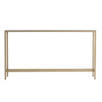 Silver & Gold Mirrored Glass Console Table, 4-Leg, 1-Piece – 56"L x 8"W x 30"H