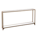 Clear Glass & Mirrored Metal Frame Console Table with Shelf – Clear-Gold / Clear-Black / Clear-Silver