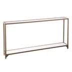 Clear Glass & Mirrored Metal Frame Console Table with Shelf – Clear-Gold / Clear-Black / Clear-Silver