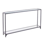 Clear Glass & Mirrored Metal Frame Console Table with Shelf – Clear-Gold / Clear-Black / Clear-Silver