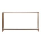 Clear Glass & Mirrored Metal Frame Console Table with Shelf – Clear-Gold / Clear-Black / Clear-Silver