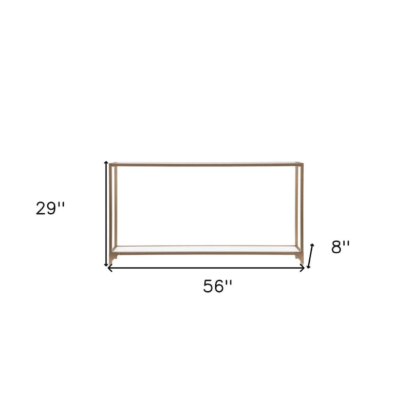 Clear Glass & Mirrored Metal Frame Console Table with Shelf – Clear-Gold / Clear-Black / Clear-Silver