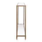 Clear Glass & Mirrored Metal Frame Console Table with Shelf – Clear-Gold / Clear-Black / Clear-Silver