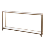 Clear Glass & Mirrored Metal Frame Console Table with Shelf – Clear-Gold / Clear-Black / Clear-Silver
