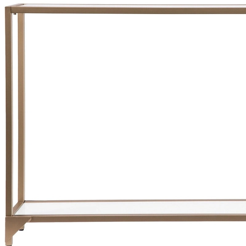 Clear Glass & Mirrored Metal Frame Console Table with Shelf – Clear-Gold / Clear-Black / Clear-Silver