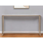 Clear Glass & Mirrored Metal Frame Console Table with Shelf – Clear-Gold / Clear-Black / Clear-Silver