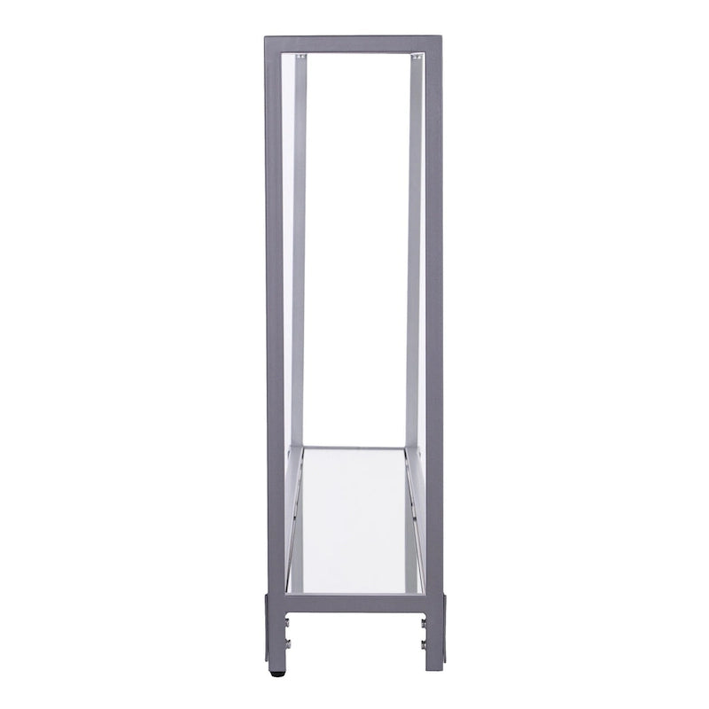 Clear Glass & Mirrored Metal Frame Console Table with Shelf – Clear-Gold / Clear-Black / Clear-Silver