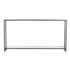 Clear Glass & Mirrored Metal Frame Console Table with Shelf – Clear-Gold / Clear-Black / Clear-Silver