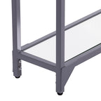 Clear Glass & Mirrored Metal Frame Console Table with Shelf – Clear-Gold / Clear-Black / Clear-Silver