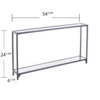 Clear Glass & Mirrored Metal Frame Console Table with Shelf – Clear-Gold / Clear-Black / Clear-Silver