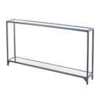 Clear Glass & Mirrored Metal Frame Console Table with Shelf – Clear-Gold / Clear-Black / Clear-Silver