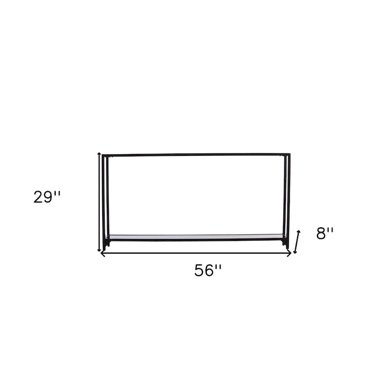Clear Glass & Mirrored Metal Frame Console Table with Shelf – Clear-Gold / Clear-Black / Clear-Silver