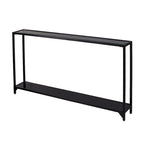 Clear Glass & Mirrored Metal Frame Console Table with Shelf – Clear-Gold / Clear-Black / Clear-Silver