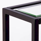 Clear Glass & Mirrored Metal Frame Console Table with Shelf – Clear-Gold / Clear-Black / Clear-Silver