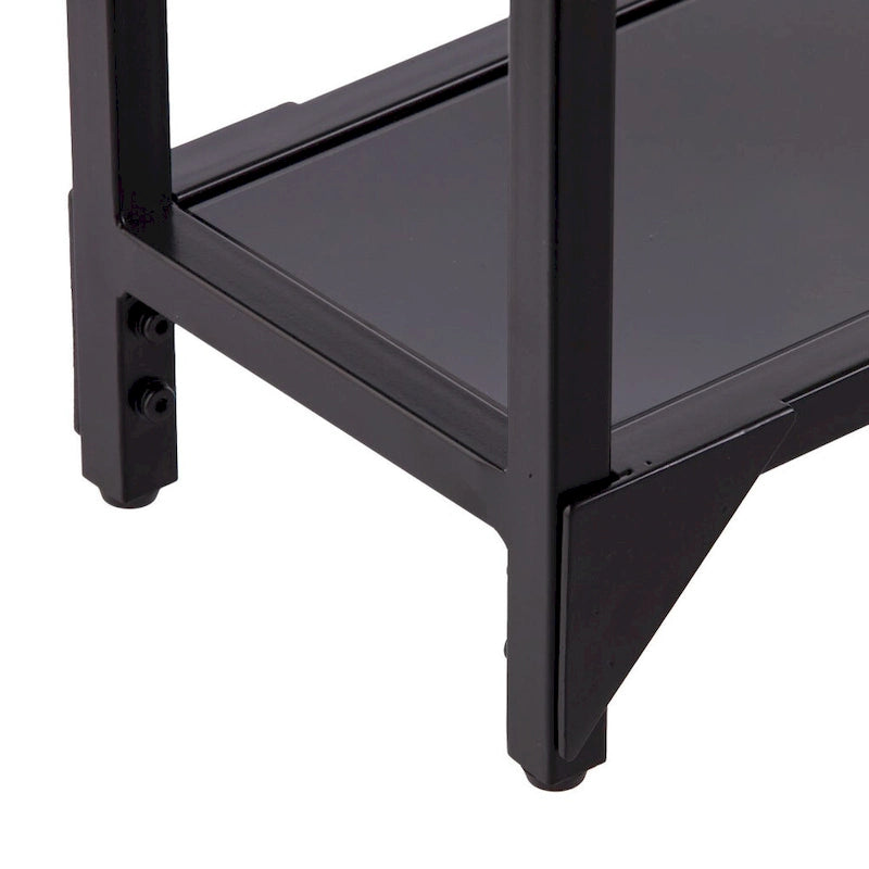 Clear Glass & Mirrored Metal Frame Console Table with Shelf – Clear-Gold / Clear-Black / Clear-Silver