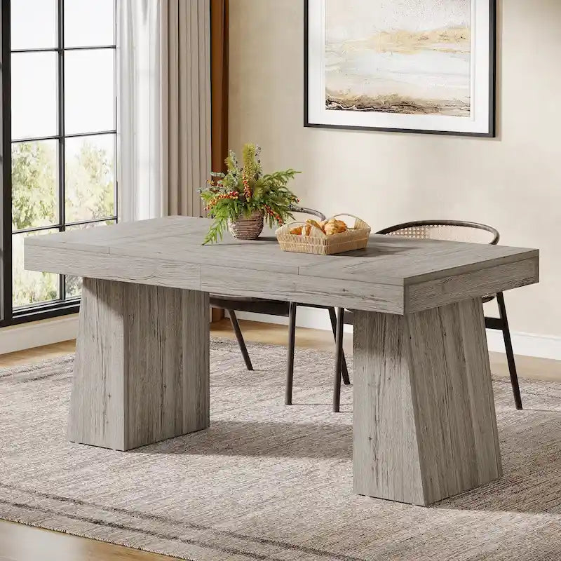 Brown / Light Brown / Grey / Black Rectangular Dining Table, Seats 4–6